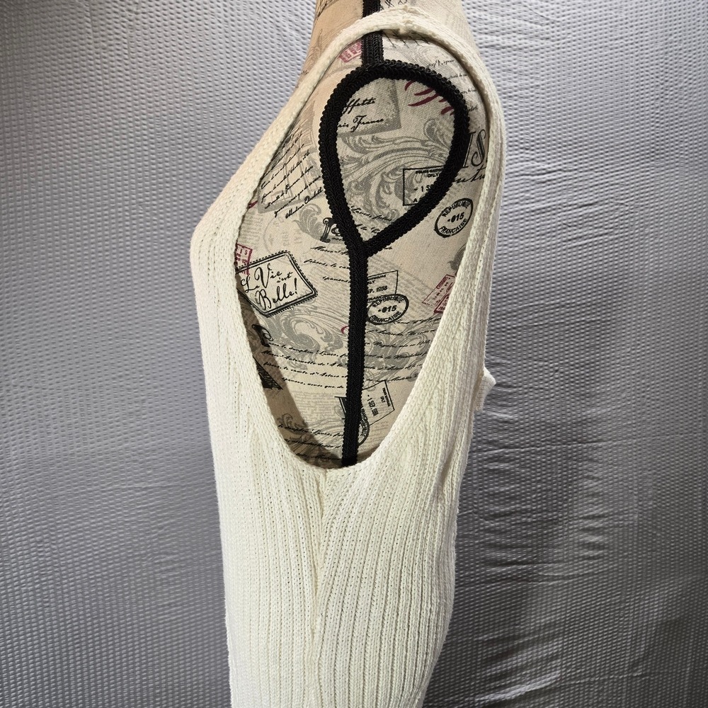 Anthropologie Cream Pointelle Knit Open Back V-Neck Sweater Dress Made in Turkey - Picture 10 of 15
